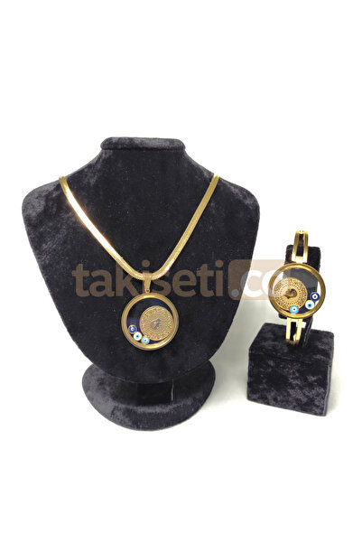 TREND Açılabilen Cam Fanus Çeyreklik Kolye Kelepçe Seti (PASLANMAZ ÇELİK)