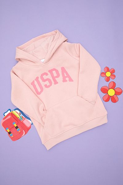 U.S. Polo Assn. Dusty Pink Hooded Sweatshirt for Girls - 50292512 -Vr050