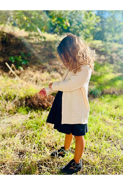 DİVİSTA Beige PatterneD Girl's CarDigan - Long Sleeve anD Button Detail