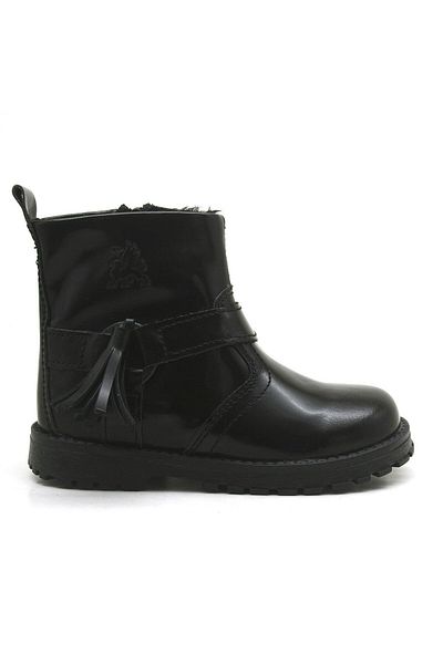 Rakerplus Chiron Genuine Leather Black Patent Leather Tasseled Baby Girl Boots
