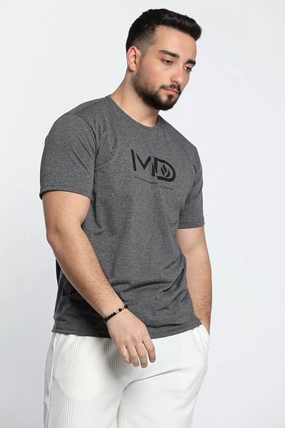 MİSHAR İTALİA Ανδρικό T-Shirt Anthracite Md Printed Crew Neck