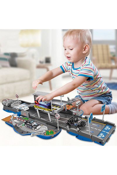 TOYFEST سيارة قابلة للتحويل إلى منحدر إطلاق الضوء والصوت