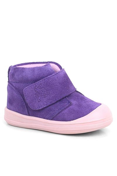 Rakerplus Yoohoo Genuine Leather Purple Powder Velcro Baby Girl Boots