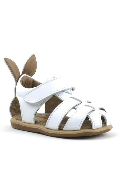 Rakerplus Bunny Genuine Leather White Velcro Baby Sandals