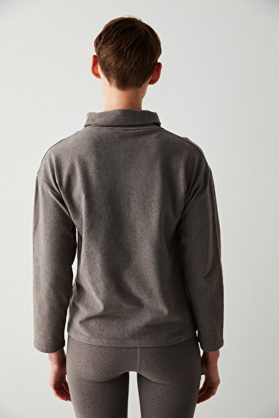 Penti Gri Yumuşak Dokulu Basic Sweatshirt
