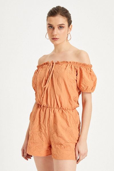 Curly Burnt Orange Jumpsuit with Shorts