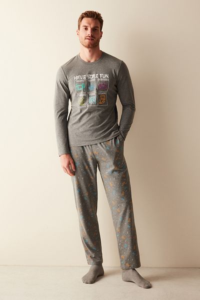 Penti Pantaloni cu mânecă lungă Joy Set pijama gri