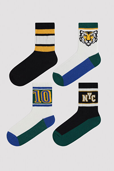 Penti Șosete întunecate pentru băiat, multicolore, din 4 piese