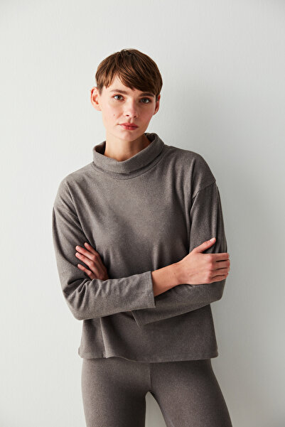 Penti Gri Yumuşak Dokulu Basic Sweatshirt