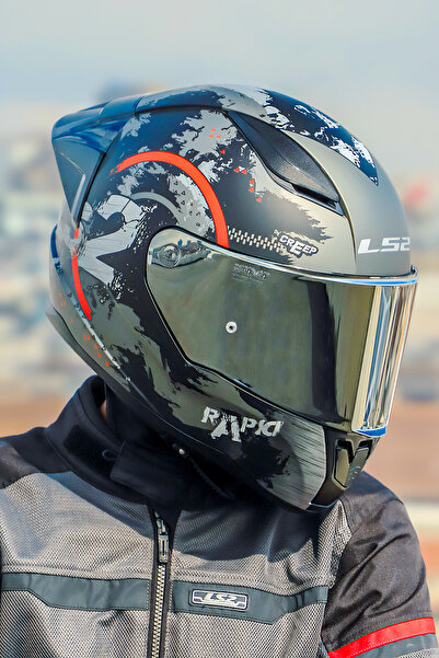 LS2 RAPID 2 CIRCLE MAT SİYAH-KIRMIZI KASK + SPOILER