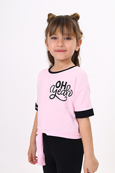 Toontoy Fată - Tricou cu imprimeu cu detaliu de legare