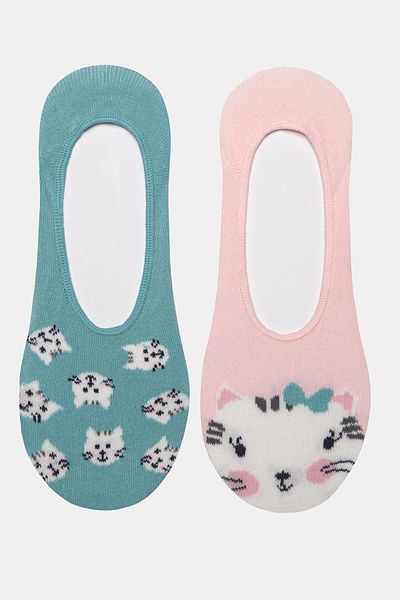 Penti Pretty Cat Set of 2 Pink Mint Ballerina Socks