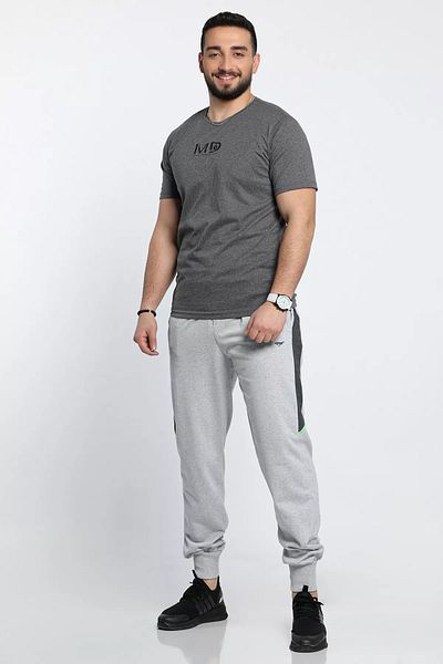 MİSHAR İTALİA Γκρι ανδρική αθλητική φόρμα Jogger Leg Bottom