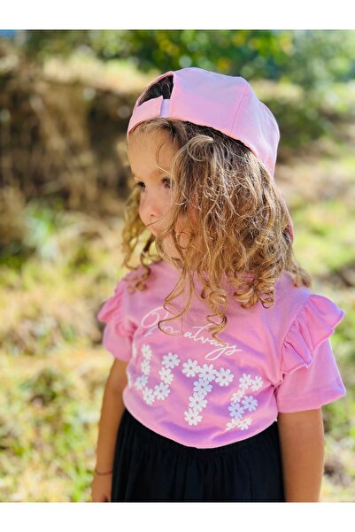DİVİSTA Kız Çocuk Açık Pembe Renk Kısa Kollu Baskılı T-Shirt