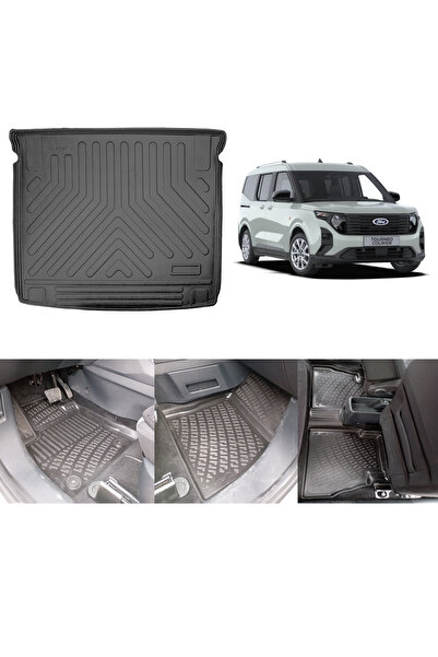 Rizline Ford Courier 2024 ve Sonrası 3D Havuzlu Paspas ve 3D Bagaj Havuzu Set