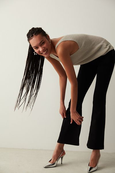 Penti Pull On Flare Wide Leg Black Jegging Trousers