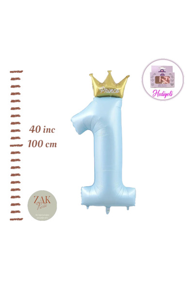 ZEAP Rakam Balon Mavi Prens Pembe Prenses Renk Folyo Balon 100cm  Helyum Balo...