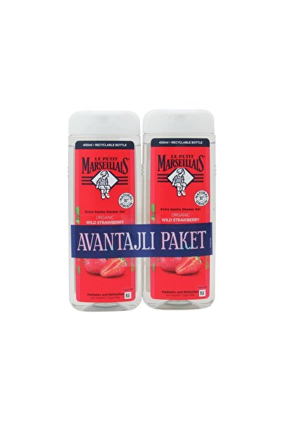 Le Petit Marseillais Organic Wild Strawberry Duş Jeli 400 Ml 2 Li Avantajlı P...