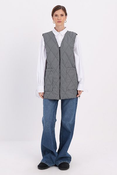 ALLDAY Black-White Double Sided Quilted Vest