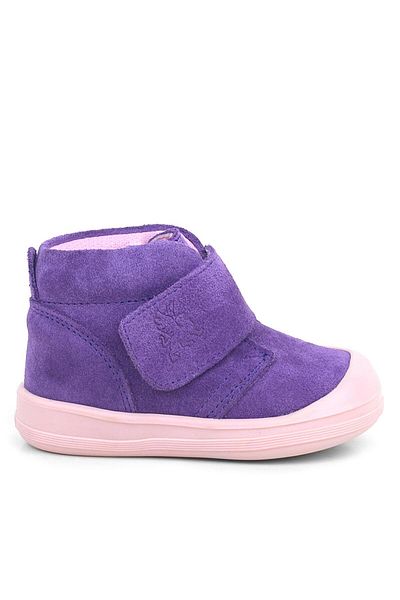 Rakerplus Yoohoo Genuine Leather Purple Powder Velcro Baby Girl Boots