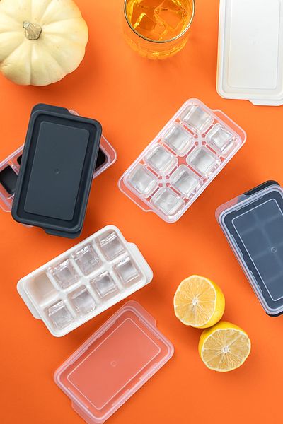 Porsima 16018 2 Pieces Plastic Lid 16 Chamber Mini Ice Mold Cocktail Presentation Ice Mold - White Anthracite