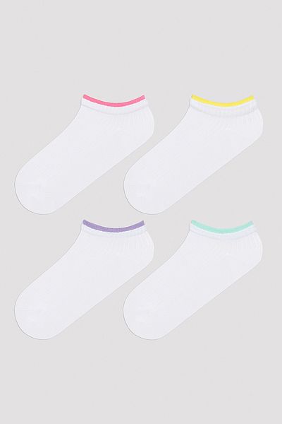 Penti Mehrfarbige weiße 4-teilige Booties-Socken mit Knöchellinie