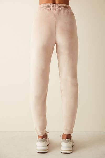 Penti Beige High Waist Soft Textured Velvet Jogger