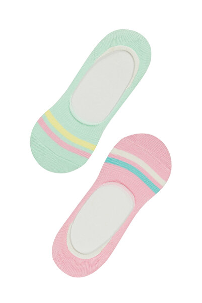 Penti Girl's Colorful Striped 2-Piece Ballerina Socks