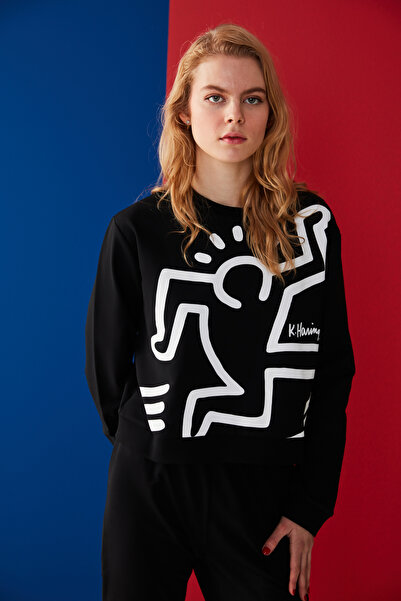 Penti Printed Sweatshirt-keith Haring Koleksiyonu