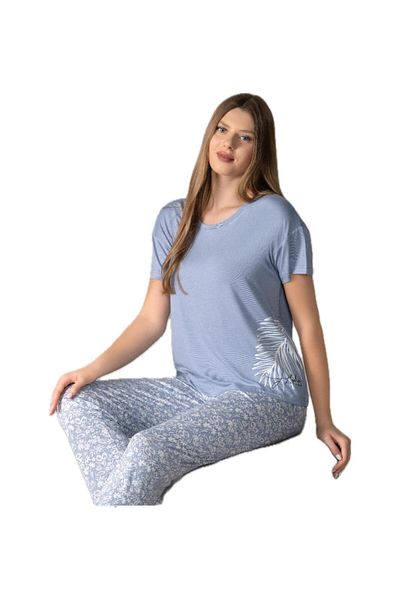 Alperi 78-90 Set de pijamale cu mânecă scurtă pentru femei cu gât rotund