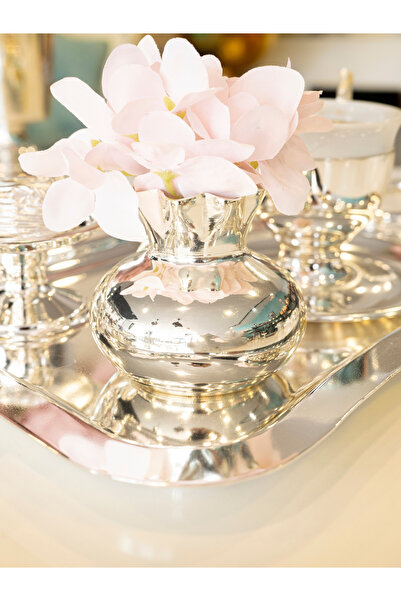 Bakır Concept 2 Pieces Pomegranate Model Mini Vase - Silver Plated