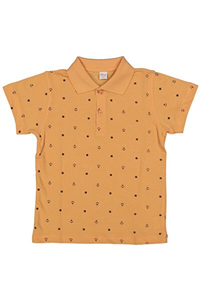 bebegen Boy's Salmon Anchor Printed Polo Collar T-Shirt