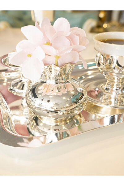 Bakır Concept 2 Pieces Pomegranate Model Mini Vase - Silver Plated