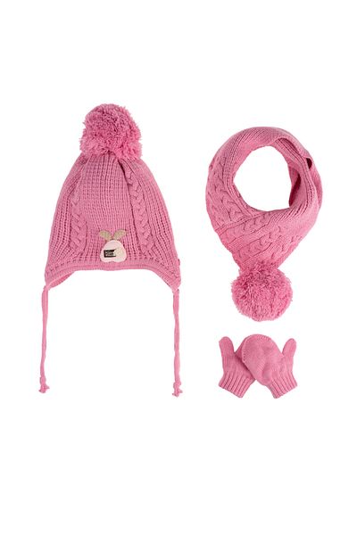 Aware Time Kitti 0-12 Months Baby Girl and Child with Accessories Fleece Beanie Gloves Set of 3