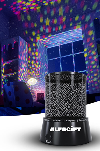 ALFAGİFT Renkli Yıldızlı Gökyüzü Projeksiyonlu Gece Lambası- Çocuk Ve Bebek Odası Için Dekoratif Lamba