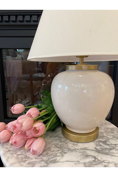 Dekordan House Ceramic Lampshade - White Brass Cover