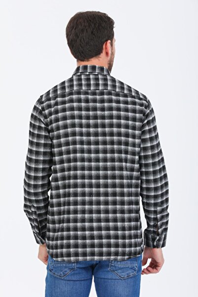 Varetta Чоловіча чорна довга сорочка з кишенями, коміром на ґудзиках, для зими