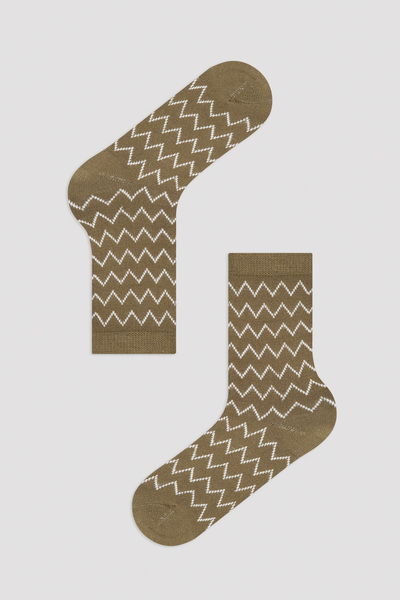 Penti White Brown Zigzag Patterned 2-Piece Socks