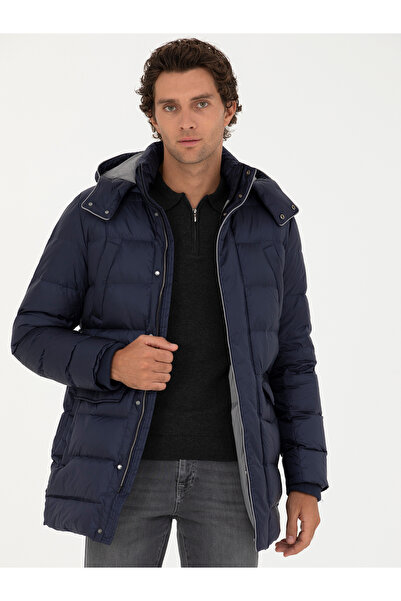 Cacharel Lacivert Kapüşonlu Kaz Tüyü Mont 50273107-VR033