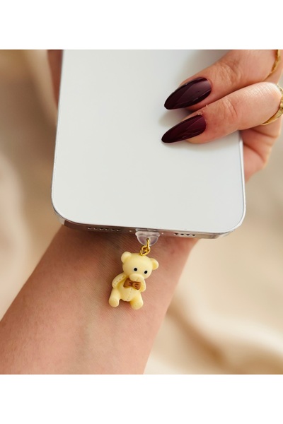 MİRAZ TASARIM Iphone 14 Promaxe Kadar Ayicikli Kawai?i? Tarz Şarj Gi?ri?ş Koruma  Telefon Charm Iphone Uyumlu