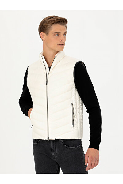 Cacharel Ekru Slim Fit İnce Kapitone Mont Yelek 50273110-VR019