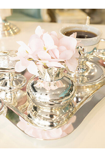 Bakır Concept 2 Pieces Pomegranate Model Mini Vase - Silver Plated