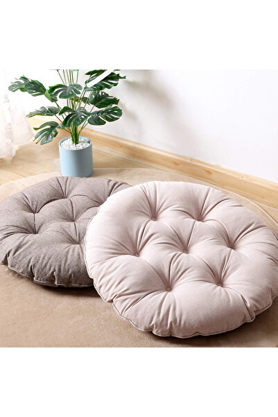 Makrome KITAP OKUMA PETEK ÖNÜ BÜYÜK OTURMA YER MİNDERİ BEJ