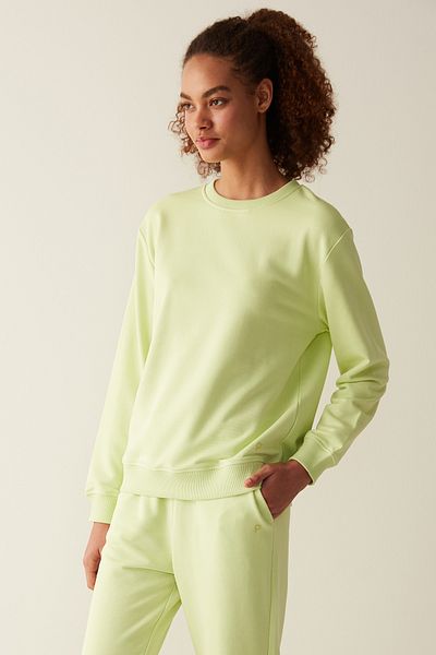 Penti Lemon Yellow Crew Neck Oversize Basic Sweatshirt