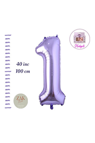 ZEAP Rakam Balon Mor Renk Folyo Balon 100cm 40 36 inç Helyum Balon 1 Yaş Balo...
