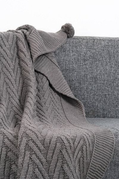 DOUX HOME Leyla Knitwear Tv Blanket - 4 Pompoms, 130X170 Anthracite