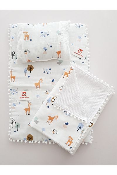 ilkimbebe Baby Diaper Set with Blanket - Cushion, Muslin, Newborn, Crib and Baby Products