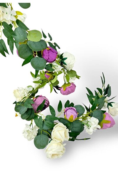 Nettenevime Artificial Flower Dangling and Blooming Peony Lilac Cream Eucalyptus Artificial Ivy Table Flower