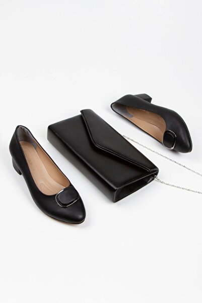 MFT AYAKKABI Дамски комплект ежедневни обувки с катарама и чанта на нисък ток...