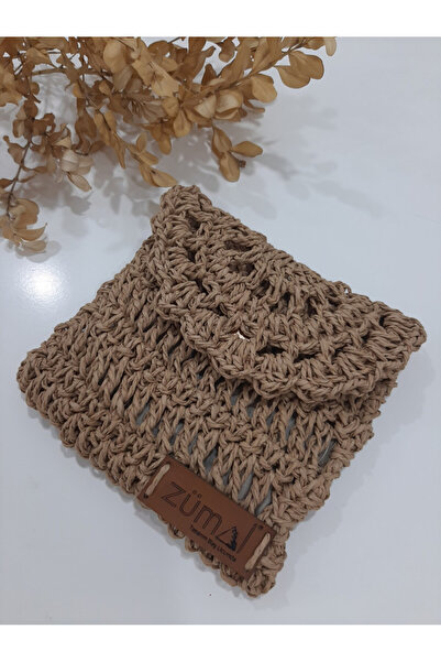 zümal tekstil tasarım Hand Knitted Paper String Lined Wallet Bag (Color Straw)